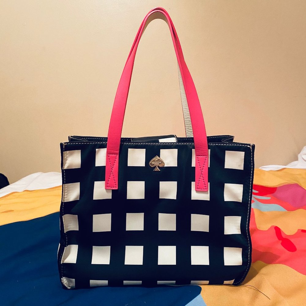 ✨SOLD✨Kate Spade Checkered Nylon Tote